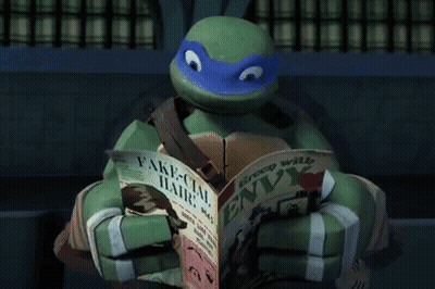 Teenage Mutant Ninja Turtle Reading Comic Book Envy GIF