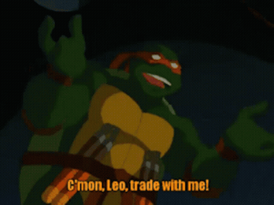 Teenage Mutant Ninja Turtle Saying Cmon Leo Trade With Me GIF