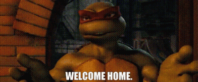 Teenage Mutant Ninja Turtle Saying Welcome Home GIF