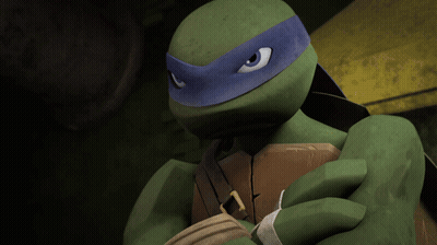 Teenage Mutant Ninja Turtle With Blue Mask And Sword GIF