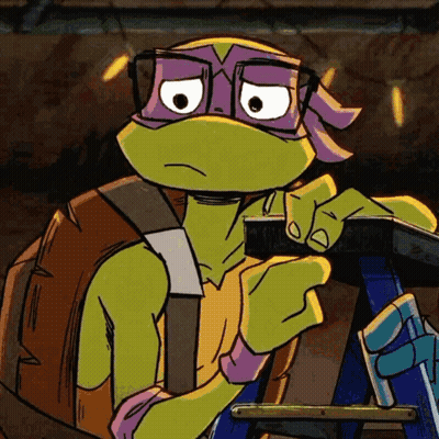 Teenage Mutant Ninja Turtle With Glasses And Backpack On Ladder GIF