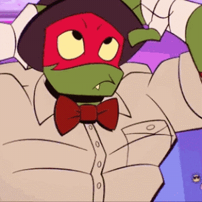 Teenage Mutant Ninja Turtle With Hat And Bow Tie GIF