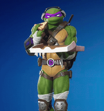 Teenage Mutant Ninja Turtle With Headphones Holding Pizza GIF