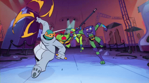 Teenage Mutant Ninja Turtles Fighting In Room GIF