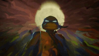 Teenage Mutant Ninja Turtles On Roof With Full Moon GIF
