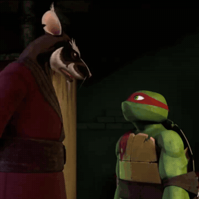 Teenage Mutant Ninja Turtles Splinter And Raphael Talking To Each Other GIF