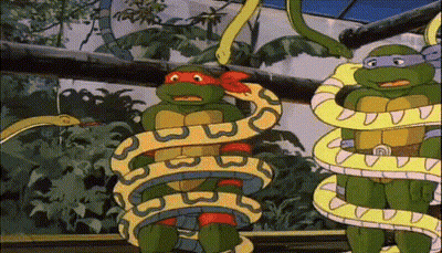 Teenage Mutant Ninja Turtles Surrounded By Snakes GIF
