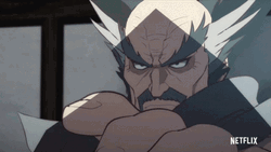 Tekken Bloodline Heihachi Mishima Punching Jin Kazama GIF