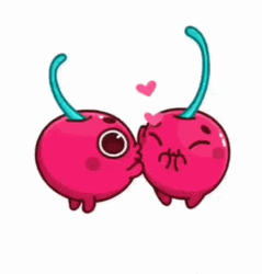 Telegram Hot Cherry Couple Kiss GIF