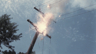 Telephone Pole Struck By Electrical Storm GIF