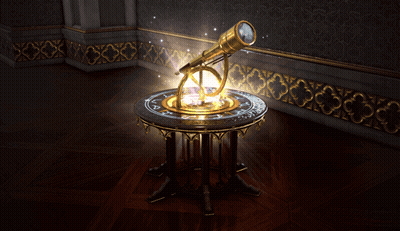 Telescope On Wooden Table In Dark Room GIF
