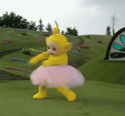 Teletubbies In Pink Tutu Dancing GIF