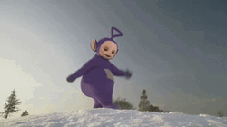 Teletubbies Tinky Winky Sliding In Snow GIF