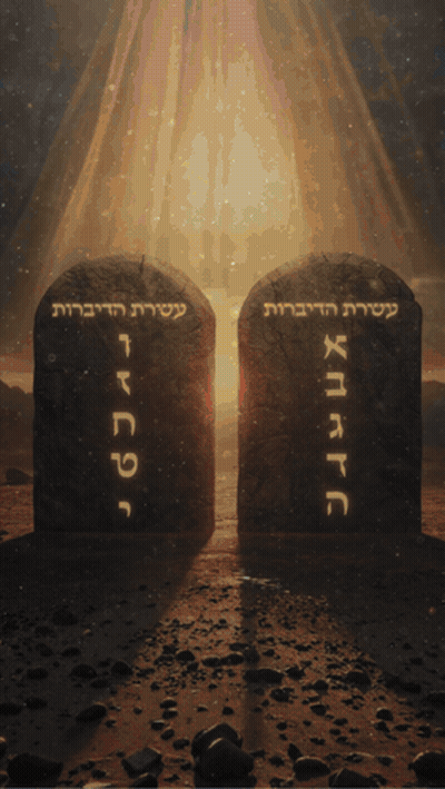 Ten Commandments Written In Hebrew On Stone GIF