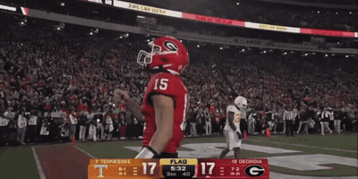 Tennessee And Georgia Football Players Celebrate A Touchdown GIF