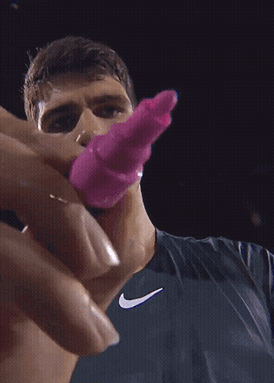 Tennis Court Banner Saying Carlos GIF
