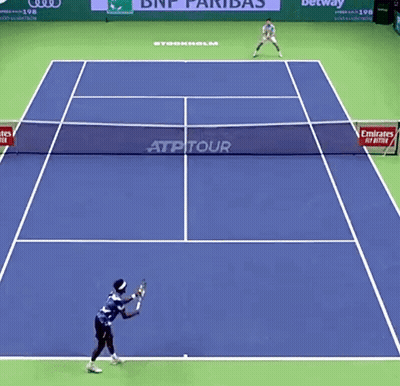 Tennis Court With Emirates Fly Better Ads GIF