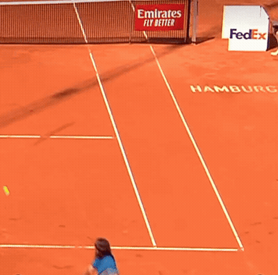Tennis Court With Emirates Fly Better Sign GIF