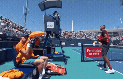 Tennis Court With Emirates Fly Better Sign GIF