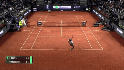 Tennis Game On Court With BNP Paribas Ad GIF