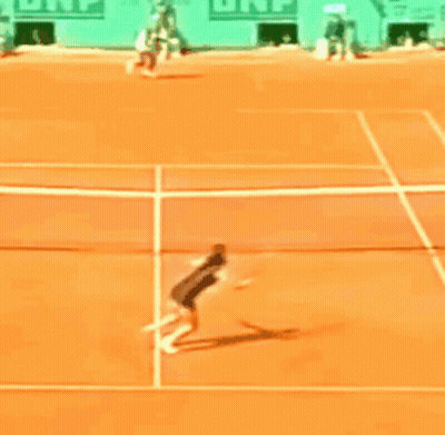 Tennis Game With BNP Sign In Background GIF
