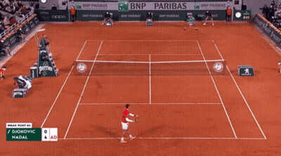 Tennis Match Djokovic Vs Nadal With BNP Paribas Ads GIF