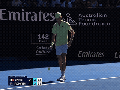 Tennis Match In Front Of Emirates Banner GIF