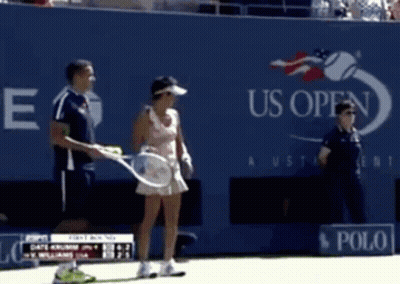 Tennis Match In Front Of US Open Banner GIF