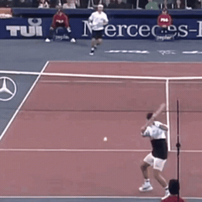 Tennis Match On Mercedes-Benz Court GIF