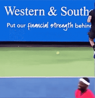 Tennis Player Hitting Ball Sign Western & South Financial Strength GIF