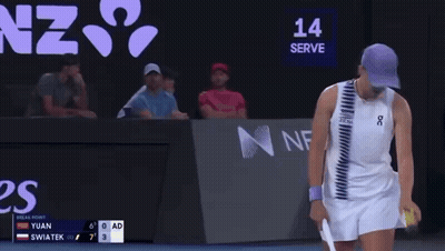 Tennis Player Holding Racket In Front Of 10 Serve Sign GIF