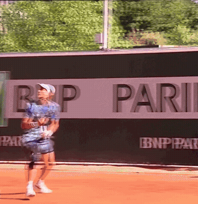 Tennis Player In Front Of BNP Paribas Banner GIF