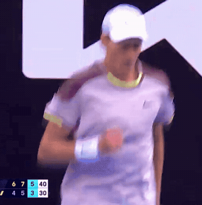 Tennis Player In White Hat And Purple Shirt GIF