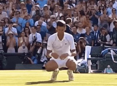 Tennis Player Kneeling In Front Of Crowd GIF