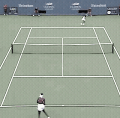 Tennis Player Sitting On Court In Front Of Chase Banner GIF