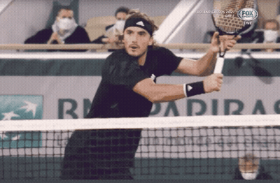 Tennis Player Swinging Racquet At Net Fox Sports GIF