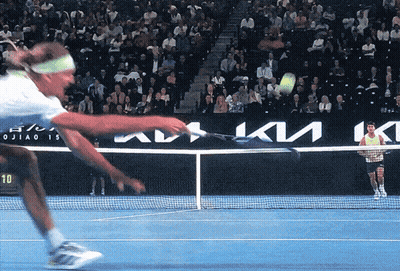 Tennis Player Swings Racket At Kia Ad GIF