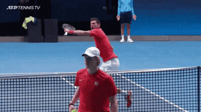 Tennis Player With Ball And Emirates Better Sign GIF