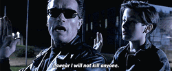 Terminator Arnold Schwarzenegger Pledge Will Never Kill Anyone GIF