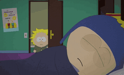 Terrance And Phillip Show Poster Above Cartoon Character GIF