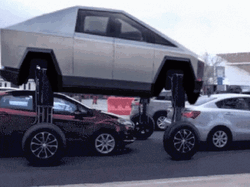 Tesla Cybertruck Extended Wheels GIF