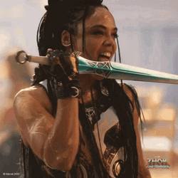 Tessa Thompson Licking Sword GIF