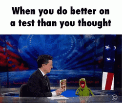 Test Day Stephen Colbert Kermit The Frog Cheering GIF