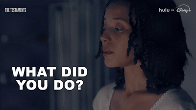 Testaments Poster Woman With Dreadlocks Asking What Did You Do GIF