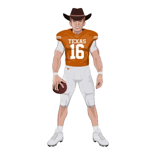 Texas Football Player With Cowboy Hat Sticker