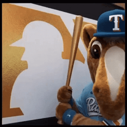 Texas Rangers Mascot Swing The Baseball Bat GIF