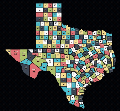Texas State Map With Many Faces GIF
