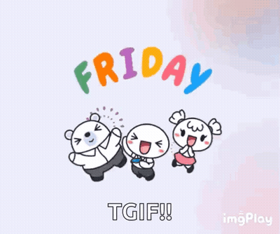 TGIF Bear And Two Girls Greeting Card GIF