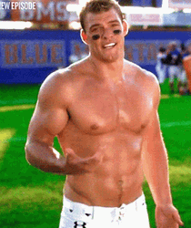 Thad Castle Alan Ritchson Shirtless Playing Football GIF