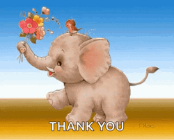 Thank You Animated Elephant Carrying Flowers GIF